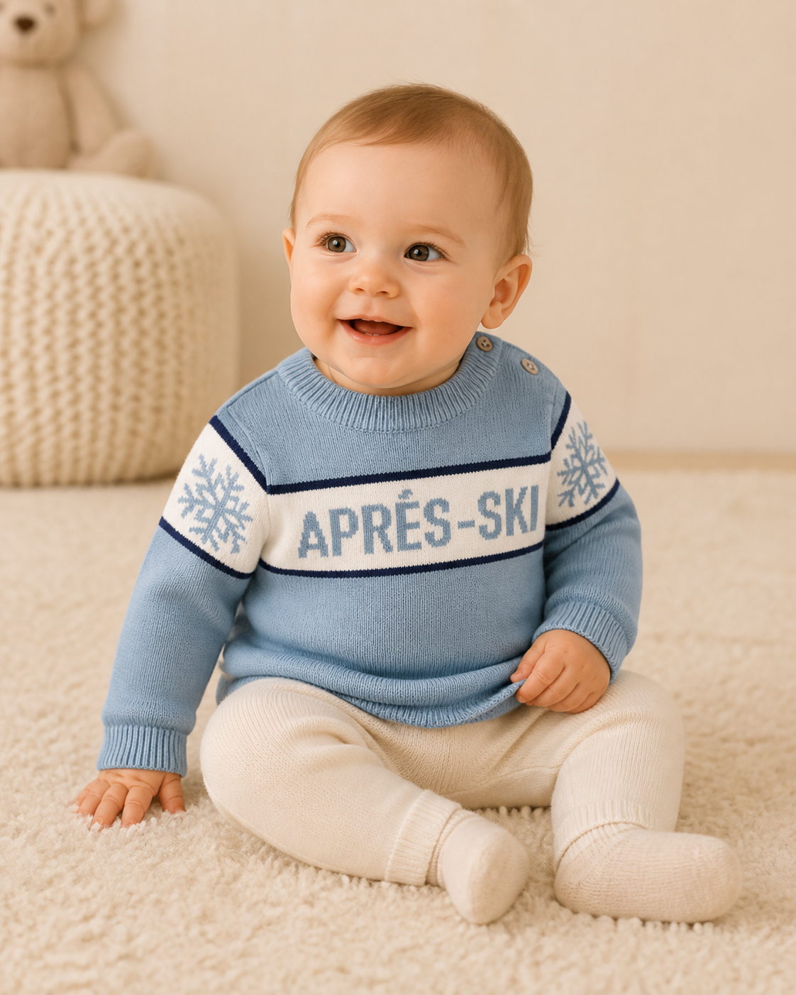 Baby Wearing Apres Ski Baby Knit Wordy Pullover, Organic Cotton by Viverano