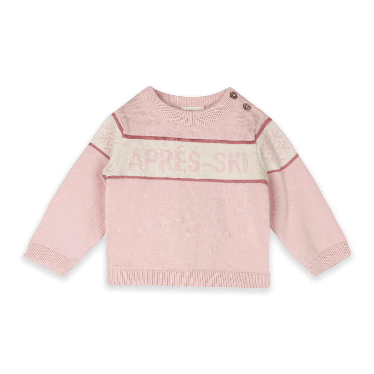 Sweet Pink Apres Ski Baby Knit Wordy Pullover, Organic Cotton
