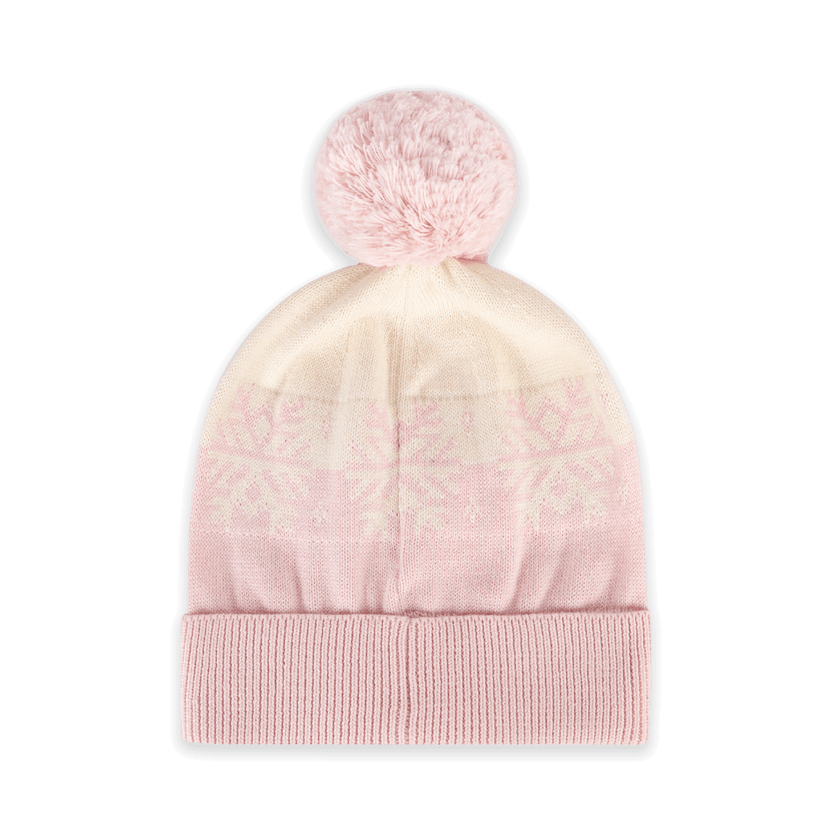 Sweet Pink Ski Day Knit Baby Beanie Hat with Pom-pom, Back