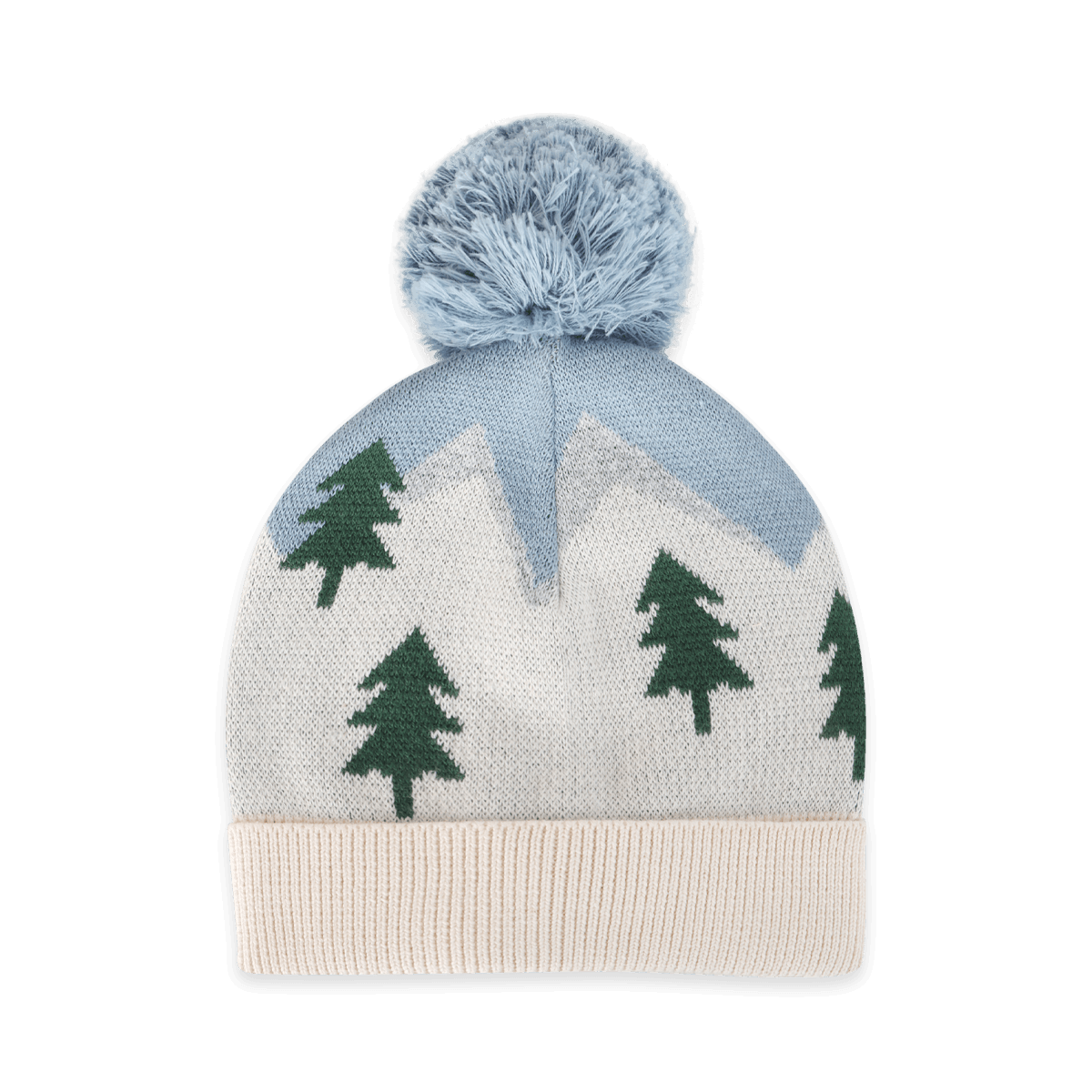 Ski Alpine Peaks Knit Baby Beanie with Pom, Organic Cotton
