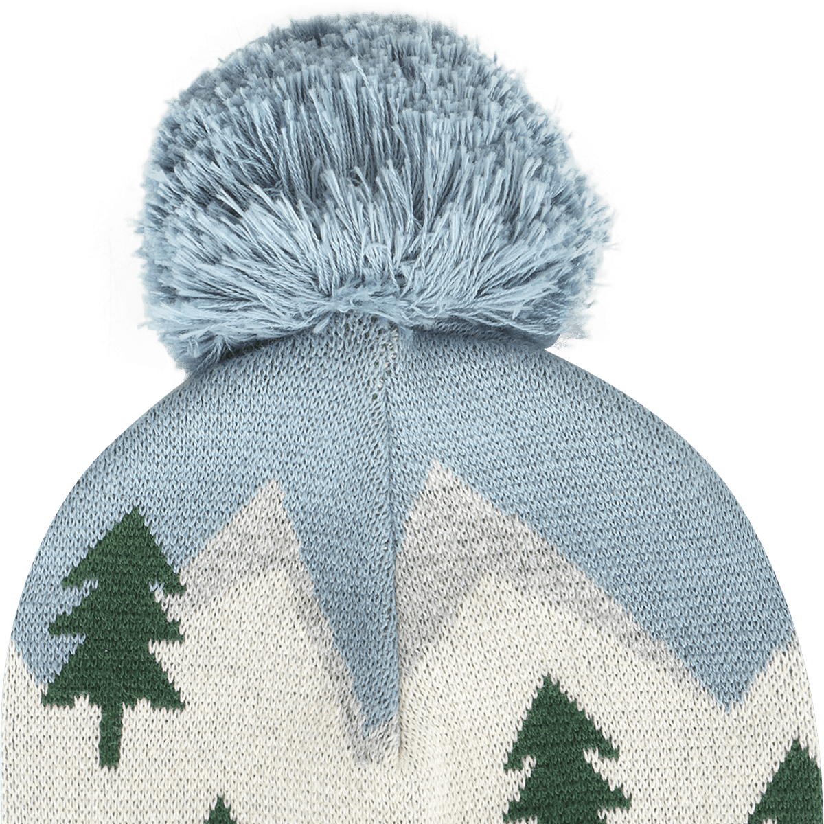 Organic Cotton Ski Alpine Peaks Knit Baby Beanie with Pom, Pom Detail