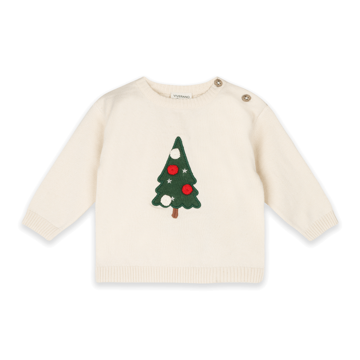 Organic Cotton Jolly Christmas 3D Knit Baby Pullover and Pant Set, Front