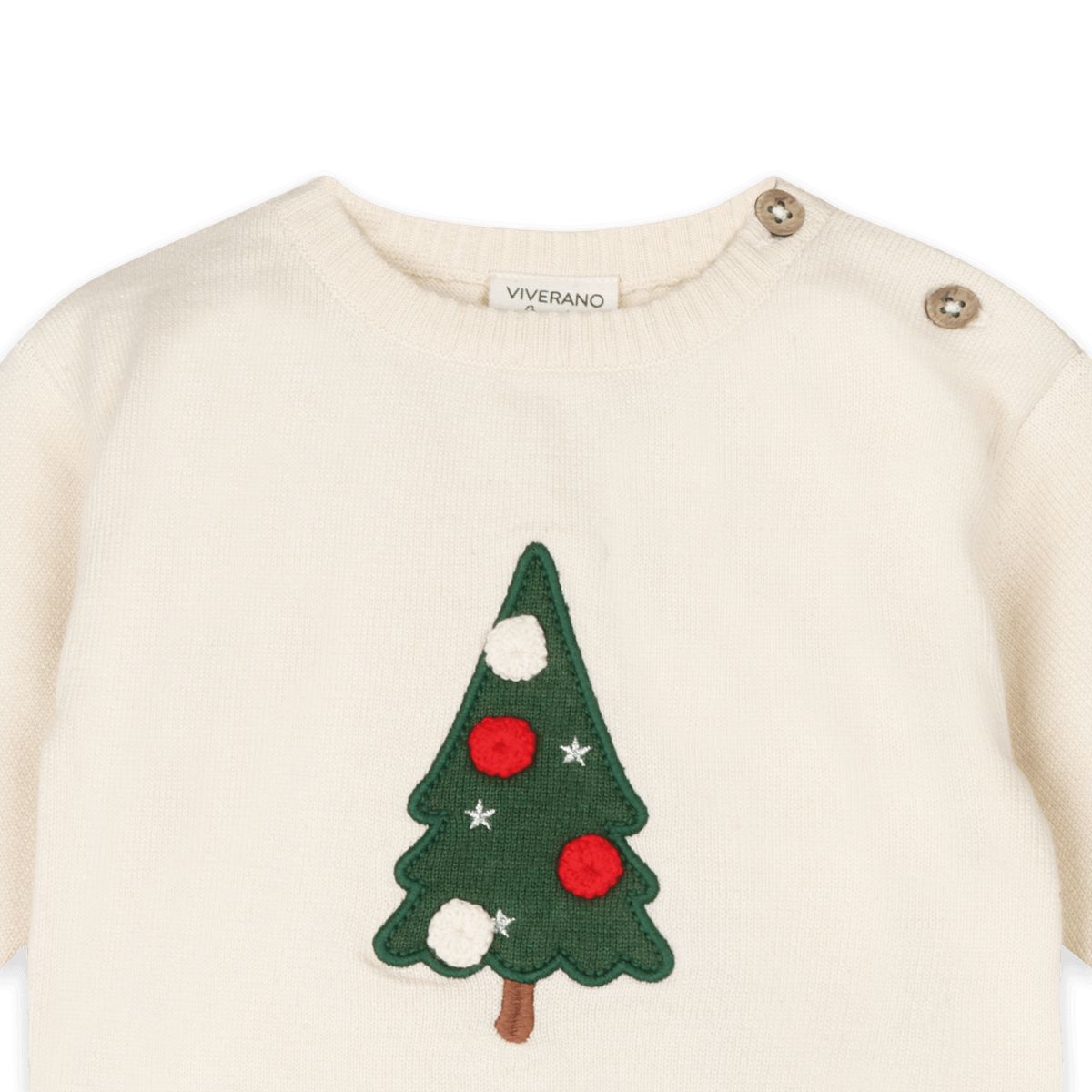 Organic Cotton Jolly Christmas 3D Knit Baby Pullover and Pant Set, Detail