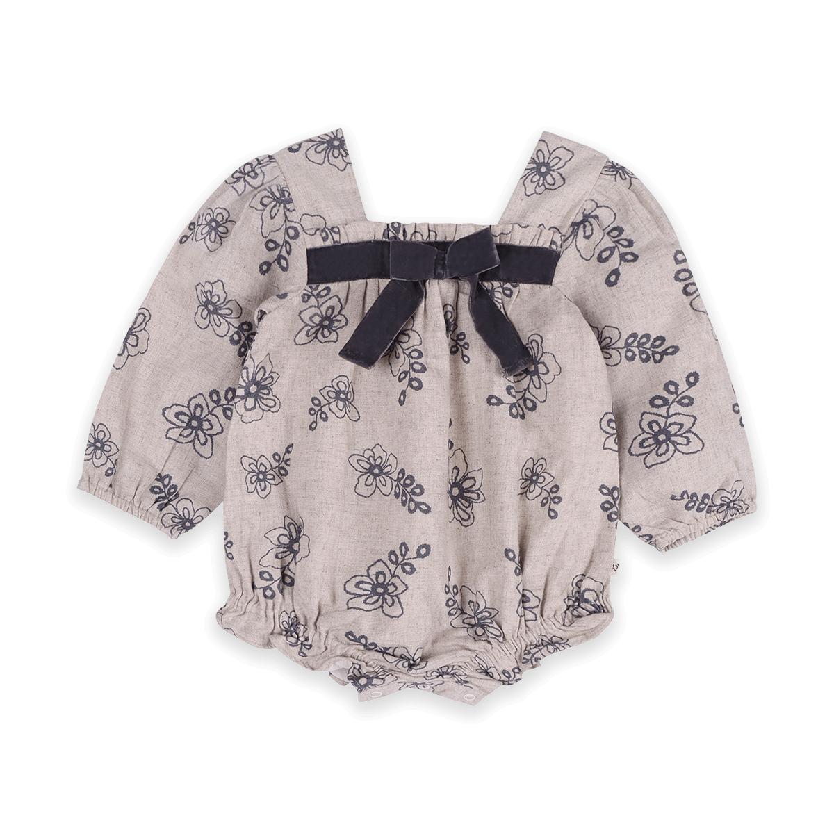 Theresa Floral Baby Romper with Bows & Headband Set (Organic Cotton) - Front