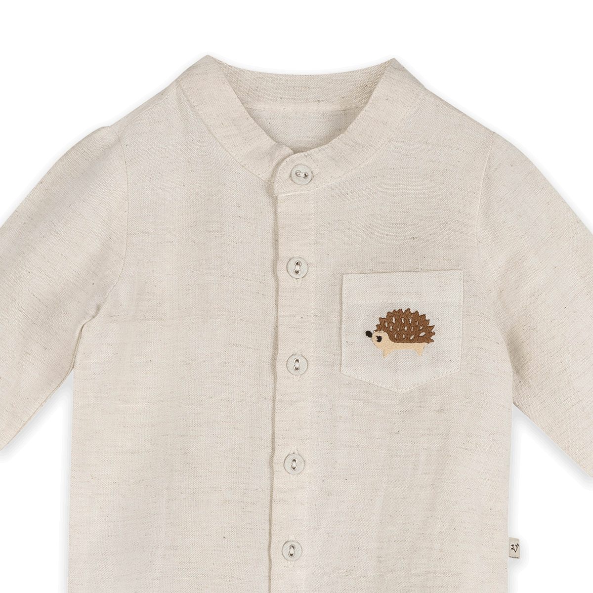 Felix Embroidered Pocket Baby Shirt & Corduroy Pant Set (Organic Cotton) - Detail