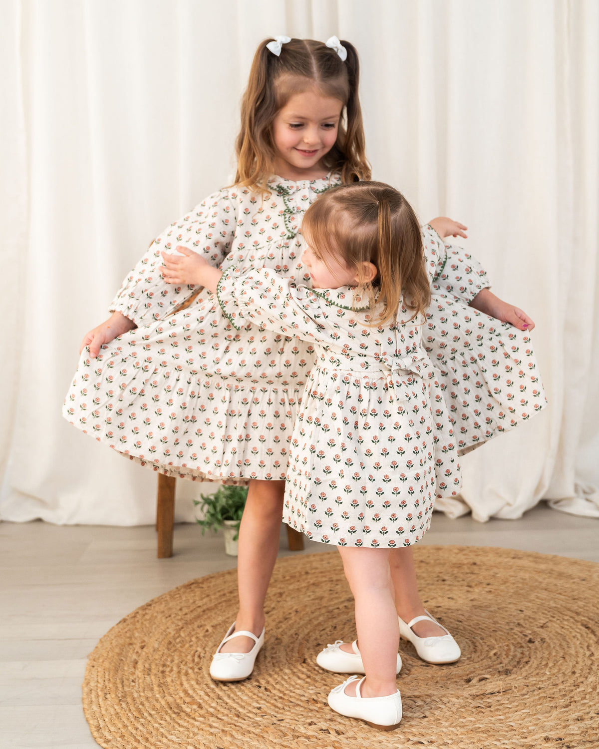 Rosamund Block Print Floral Baby Dress & Bloomer Set (Organic Cotton) - Sister and Me 