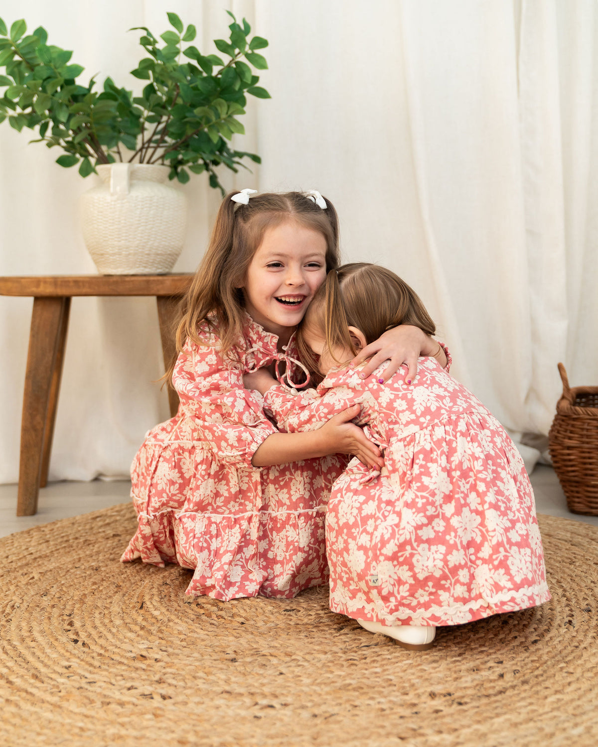 Viverano Jasmine Layered Girl Dress - Pink Floral - Sister and Me