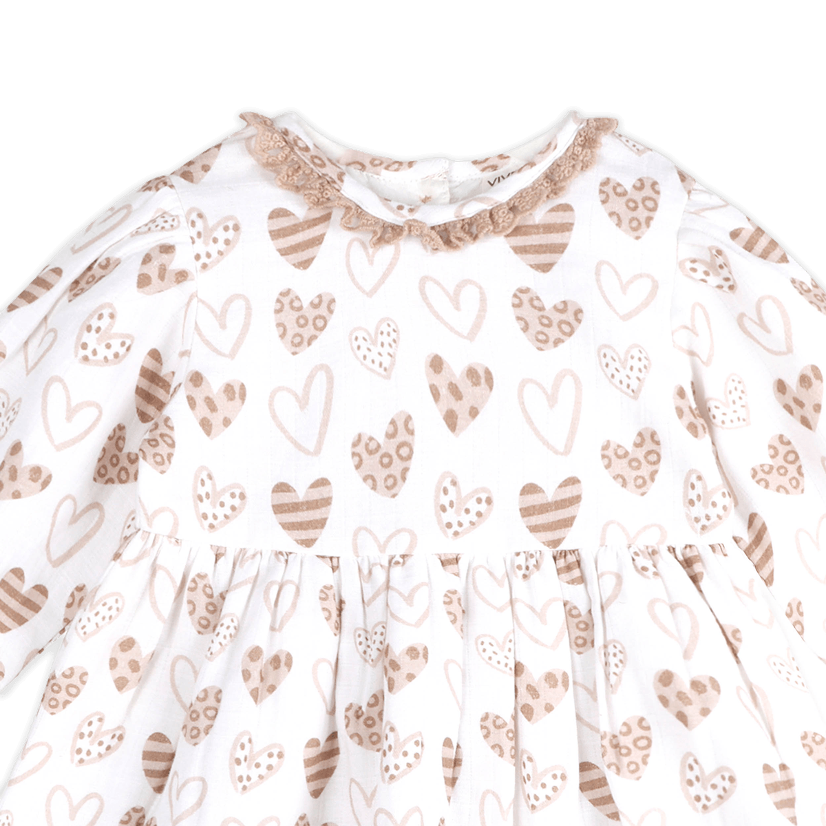 Wild Hearts Baby Dress & Bloomer (Organic Muslin) - Detail