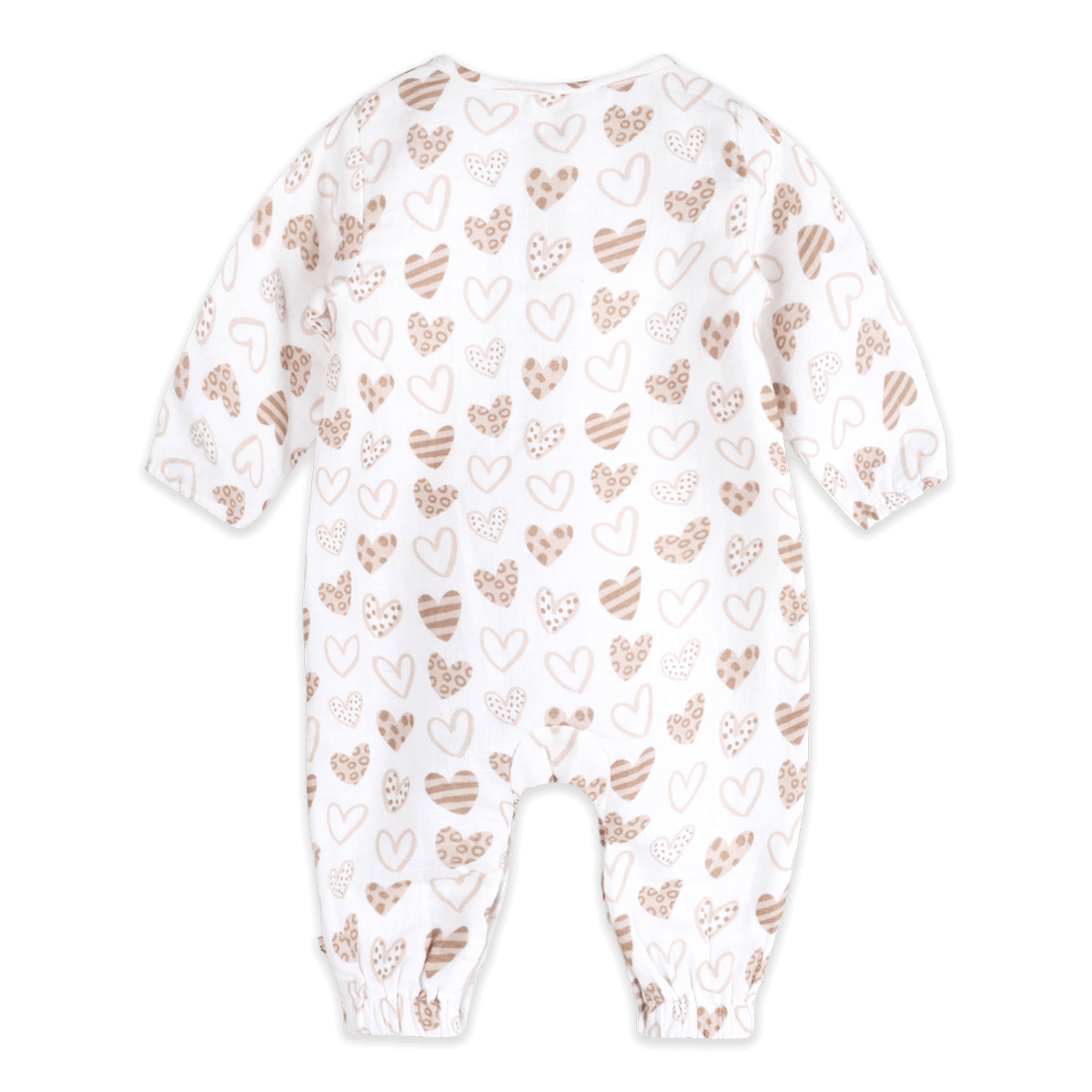 Wild Hearts Button Front Baby Jumpsuit (Organic Muslin) - Back