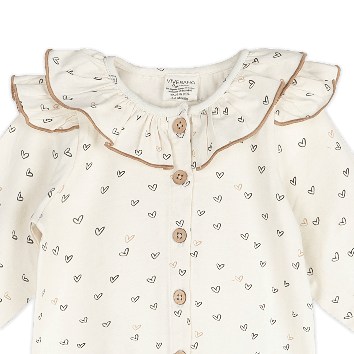 Ditsy Hearts Baby Jumpsuit (Organic Jersey) - Detail