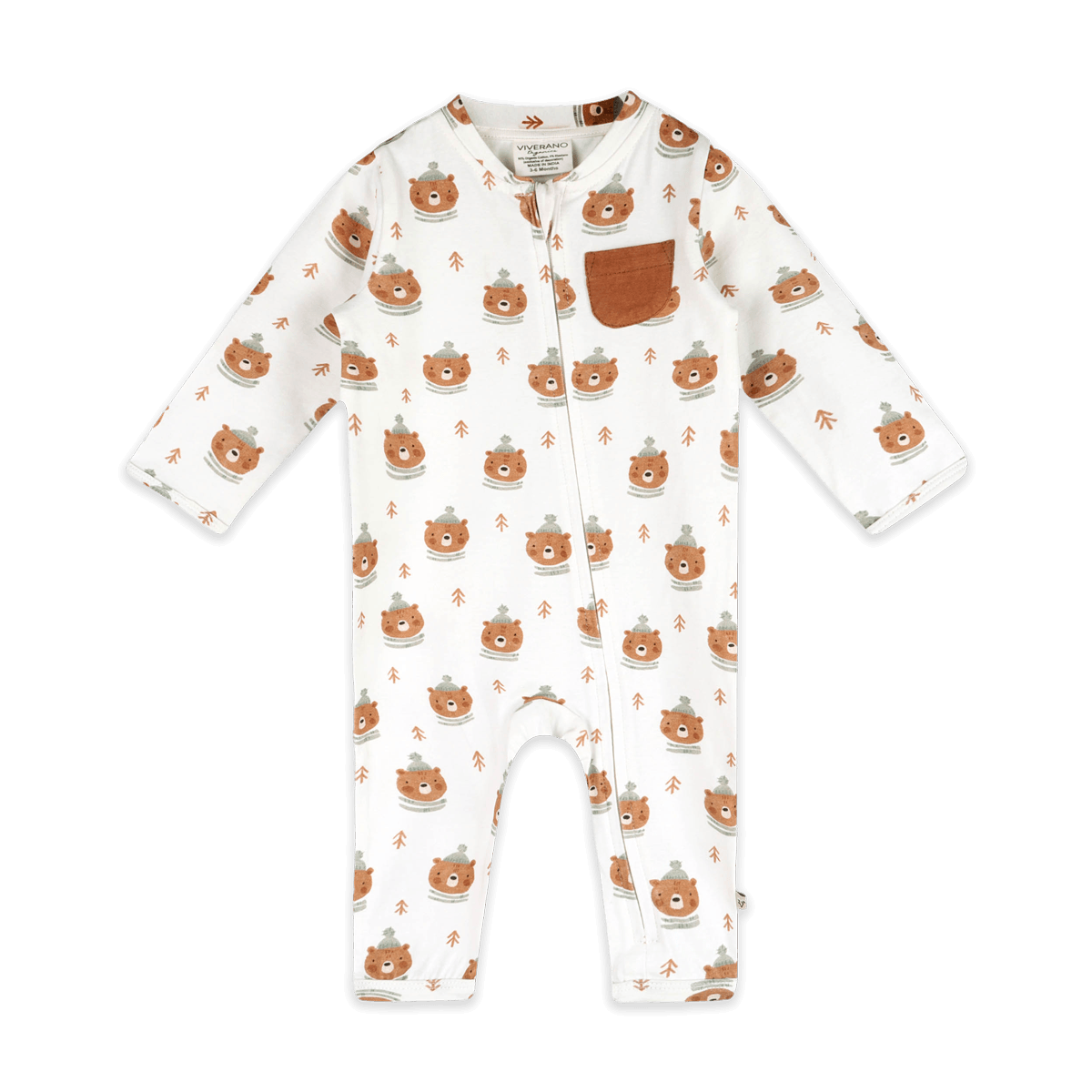 Bears Classic Baby Zip Jumpsuit (Organic Jersey) - Front