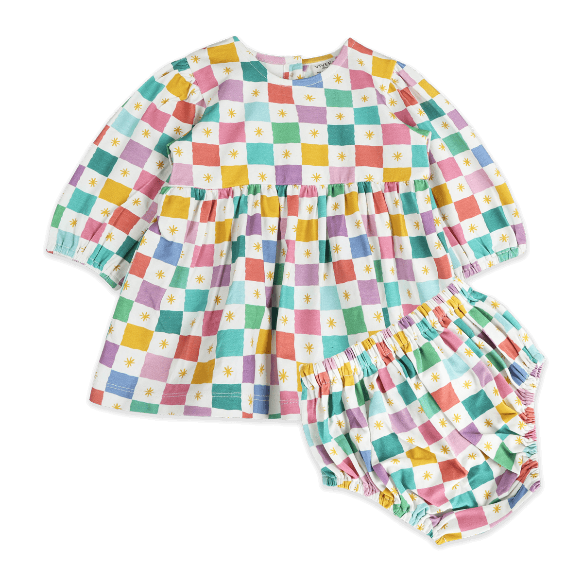 Colorful Checks Baby Dress & Bloomer (Organic Jersey) - Outfit Set