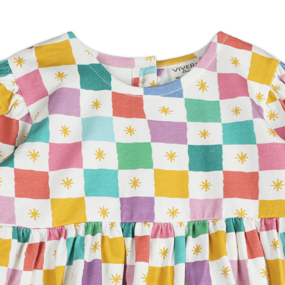 Colorful Checks Baby Dress & Bloomer (Organic Jersey) - Detail