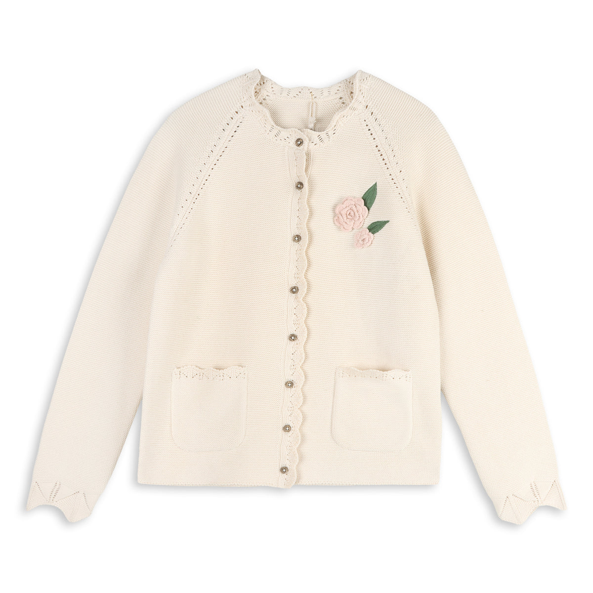Ella Crochet Flower Organic Knit Women’s Cardigan by Viverano Organics