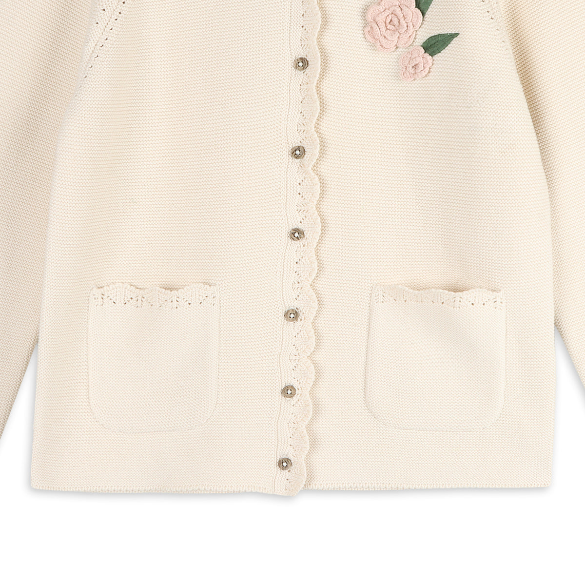 Ella Crochet Flower Organic Knit Women’s Cardigan by Viverano Organics