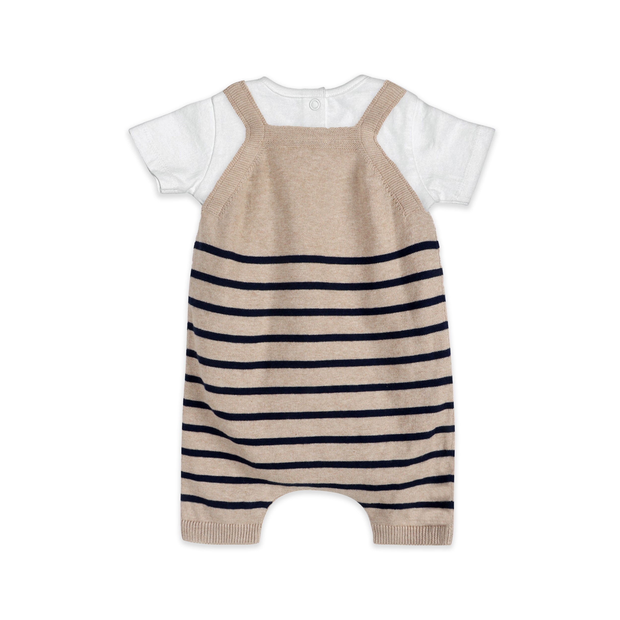 Airplane Stripe Embroidered Baby Knit Romper Back (Organic Cotton)