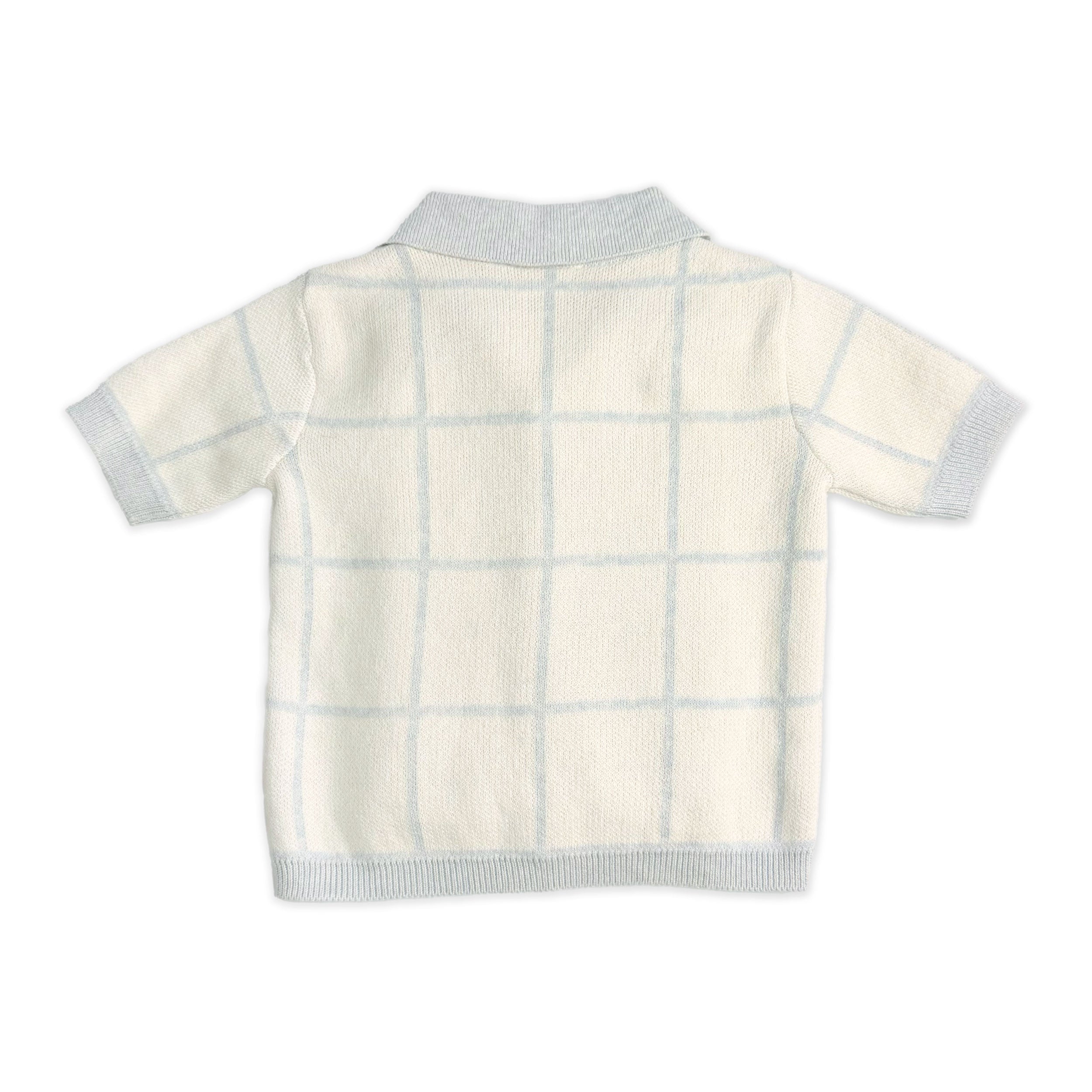 Checkered Jacquard Baby Shirt & Shorts Set (Organic Cotton) - Back