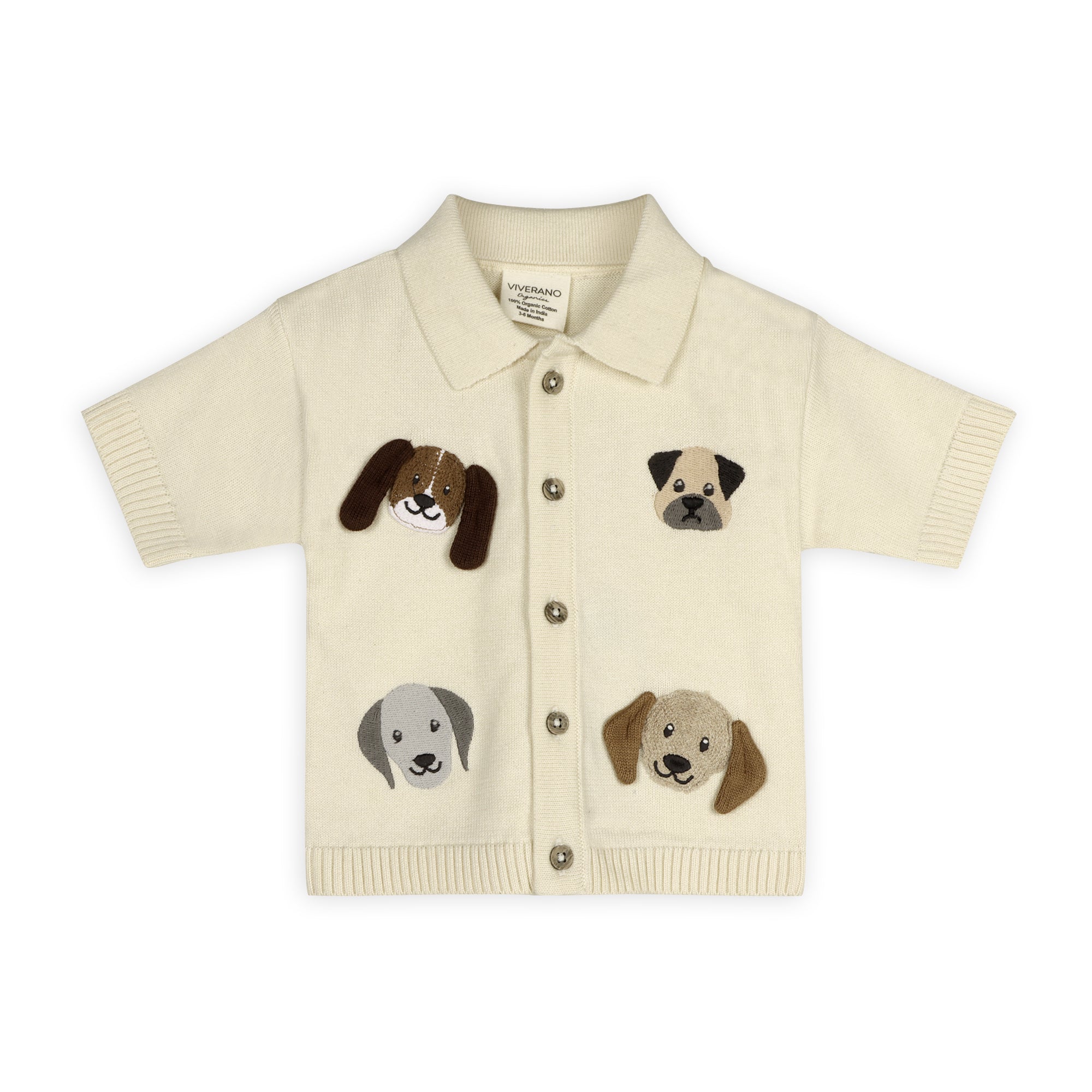 Doggy Embroidered Baby Shirt Front (Organic Cotton)