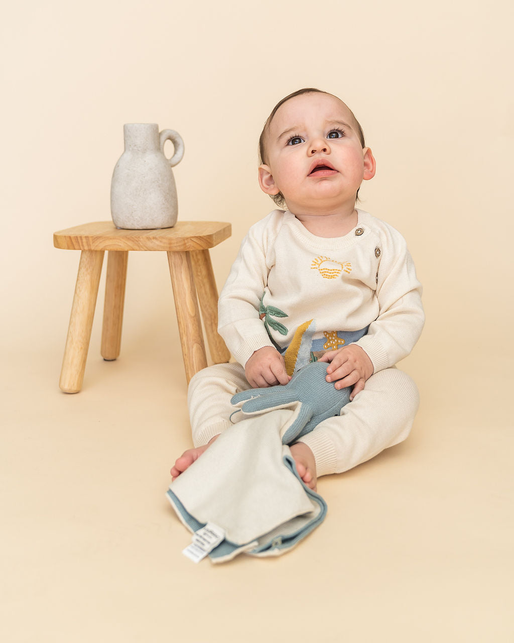 Surf Embroidered Baby Knit Pullover (Organic Cotton) - Model