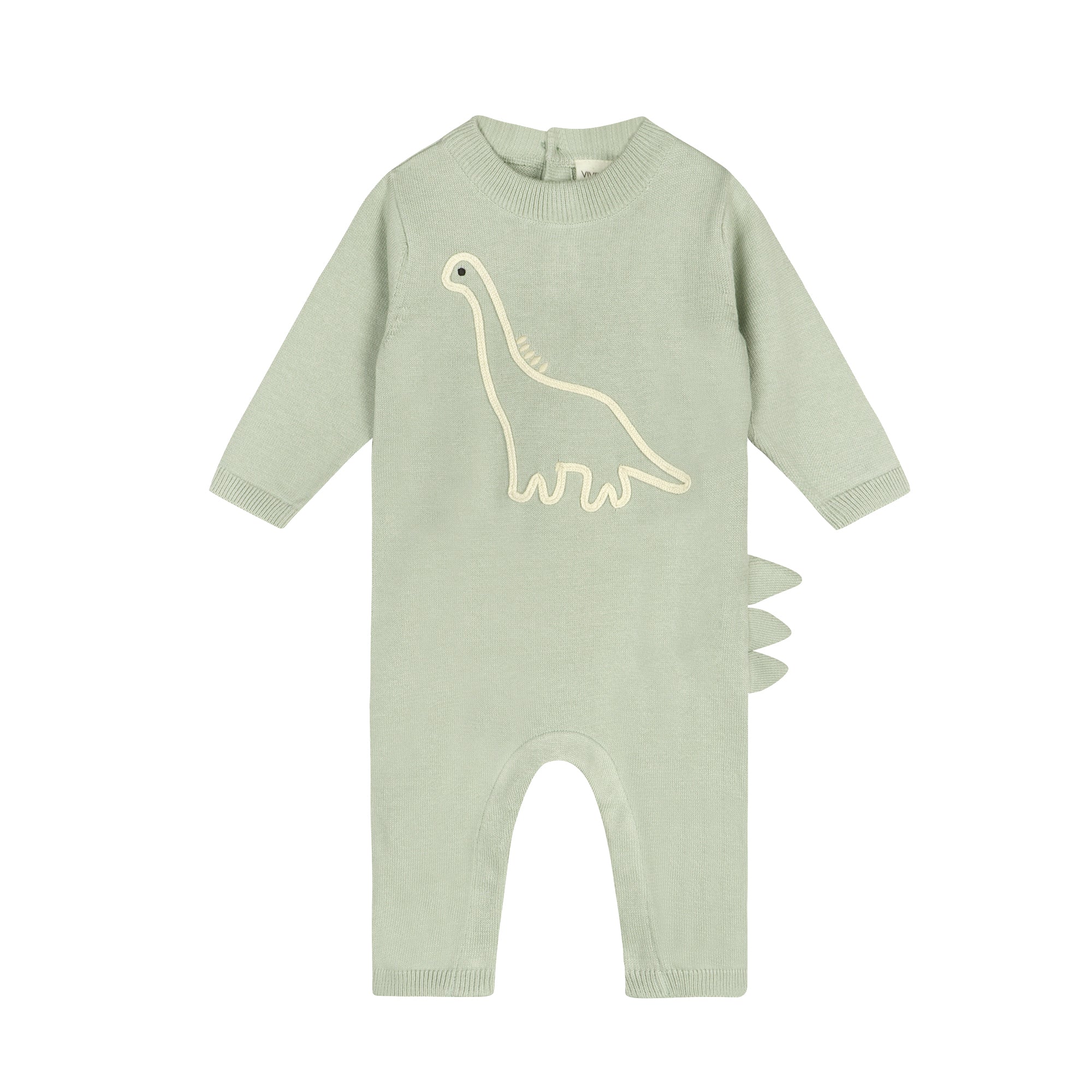 Dino Embroidered Baby Knit Jumpsuit (Organic Cotton)