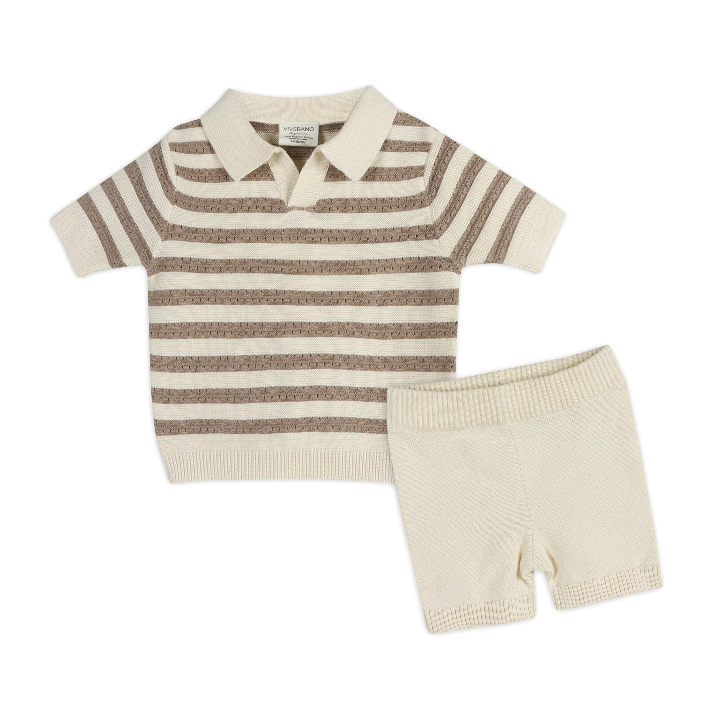 Theo Textured Baby Polo Shirt & Shorts Set (Organic Cotton)