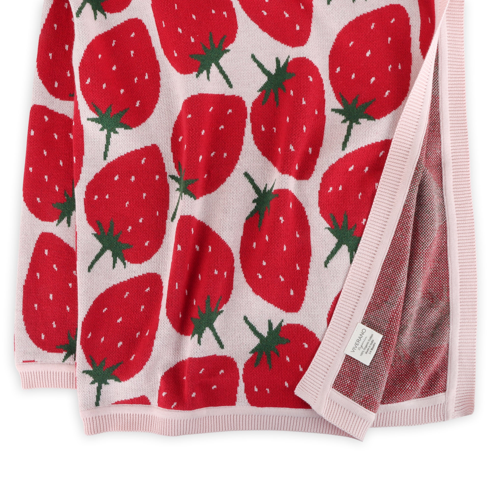 Strawberry Fields - Organic Cotton Jacquard Knit Baby Blanket Texture