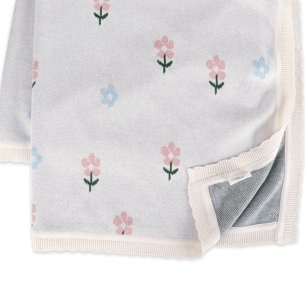Sweet Floral - Jacquard Sweater Knit Baby Blanket (Organic Cotton)