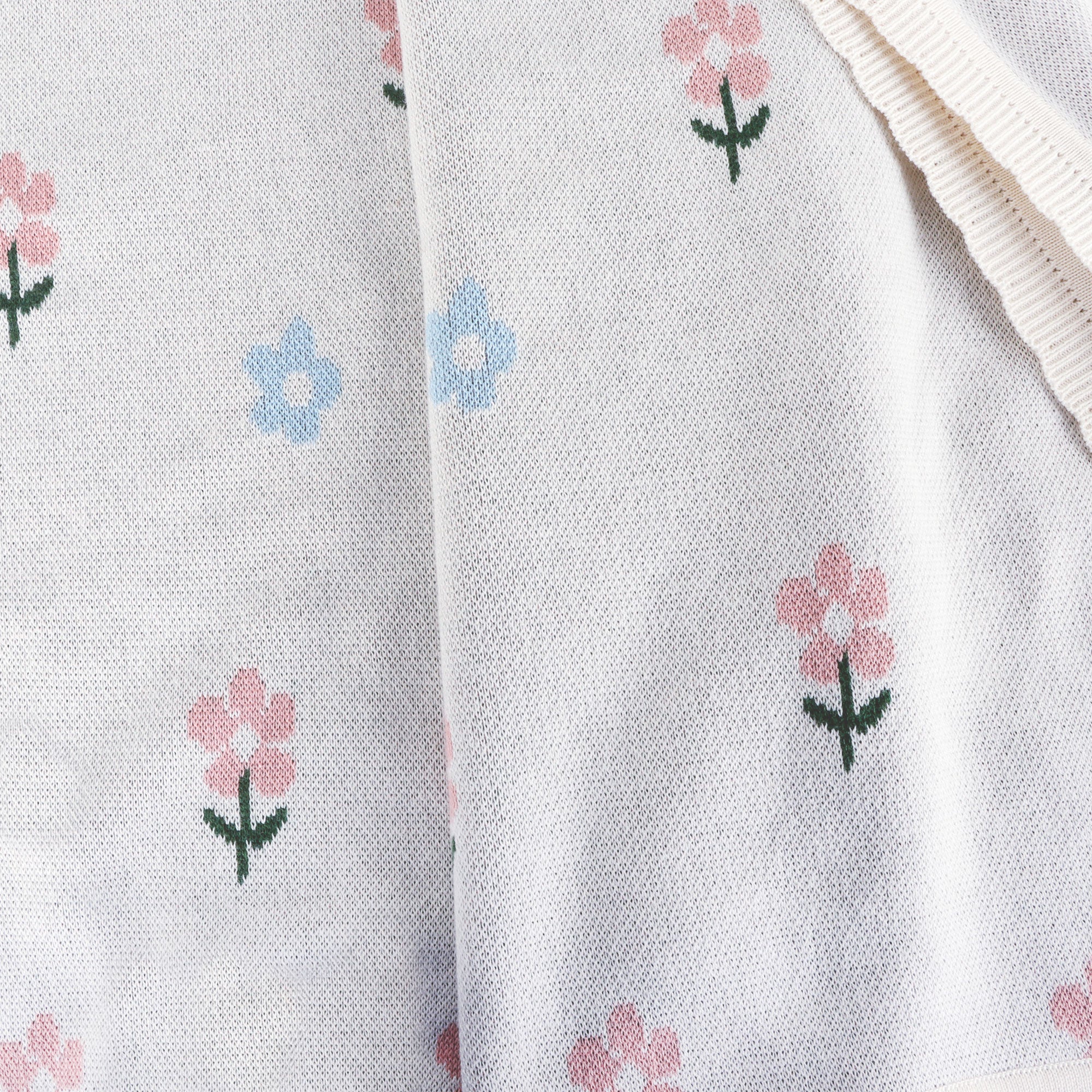 Sweet Floral - Jacquard Sweater Knit Baby Blanket (Organic Cotton)