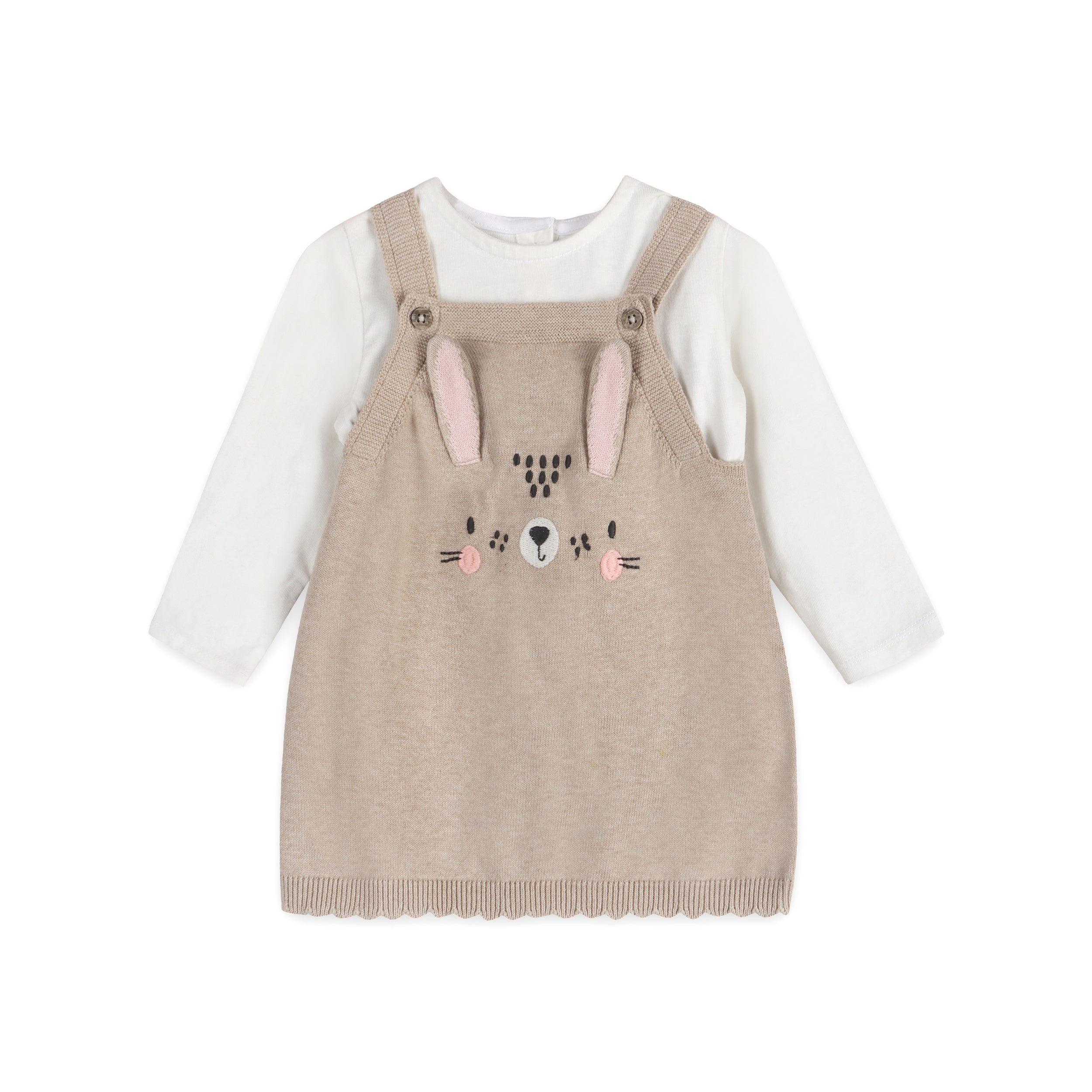 Bunny 3D Ears Applique Baby Knit Tunic Dress Set (Organic Cotton)
