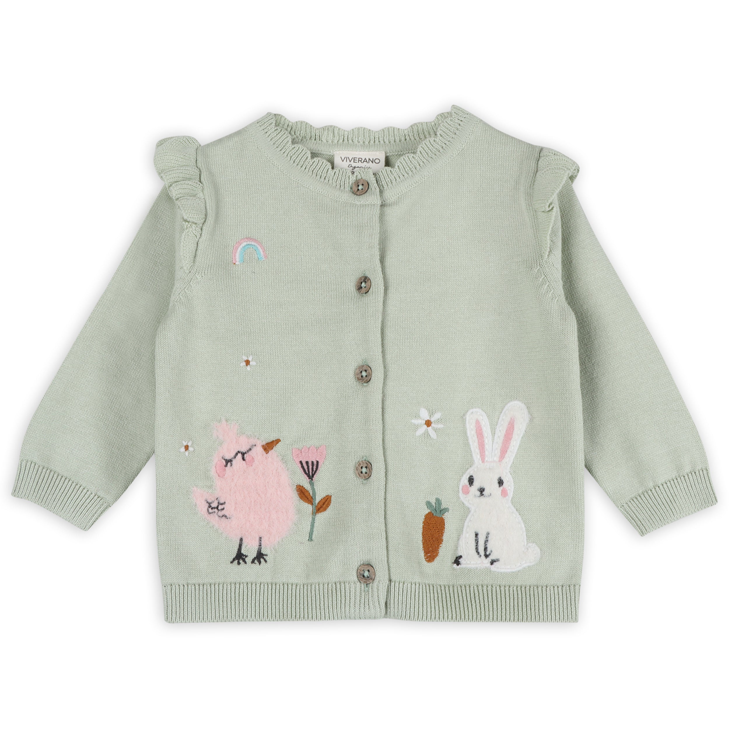 Furry Chick & Bunny Baby Knit Cardigan (Organic Cotton)