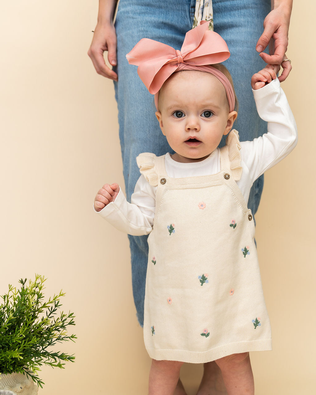 organic cotton tunic dress Floral Embroidered Baby Knit Set (Organic Cotton) Natural / 12-18M Size:0 (US 4-6) Off-Shoulder A-Line Maxi Dress vintage bridal gown Crochet style dress scattered with
