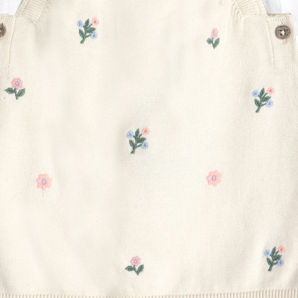 Floral Embroidered Baby Knit Tunic Dress Detail (Organic Cotton)