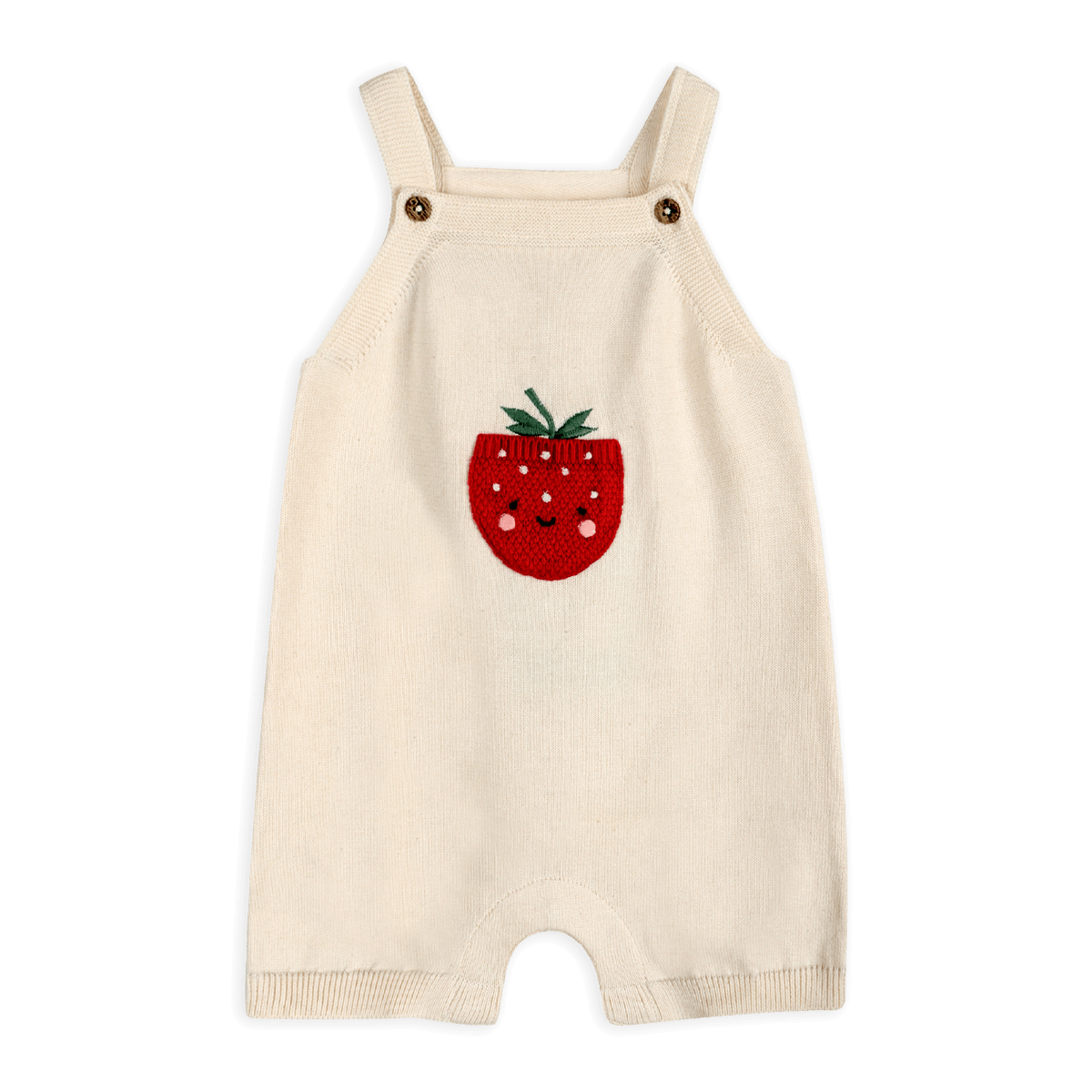 Strawberry Pocket Baby Knit Shortall Set - Organic Cotton
