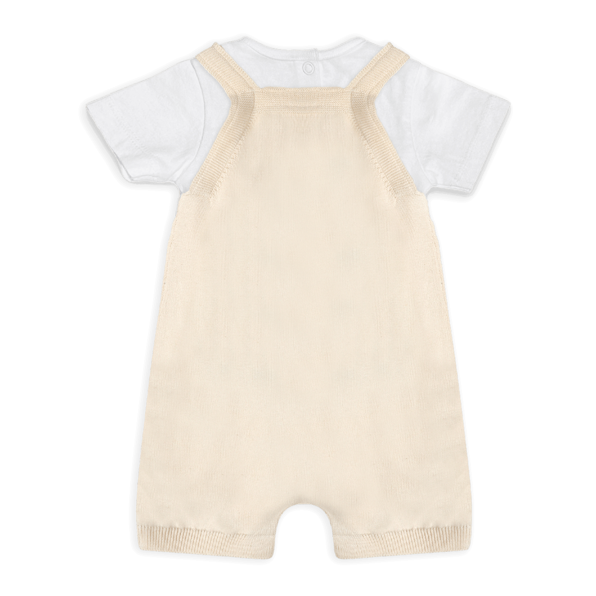 Back of Strawberry Pocket Baby Knit Shortall Set - Organic Cotton