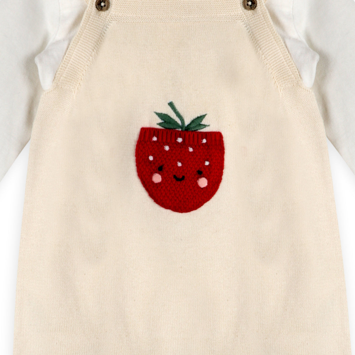 Strawberry Pocket Baby Knit Shortall Set Detail (Organic Cotton)