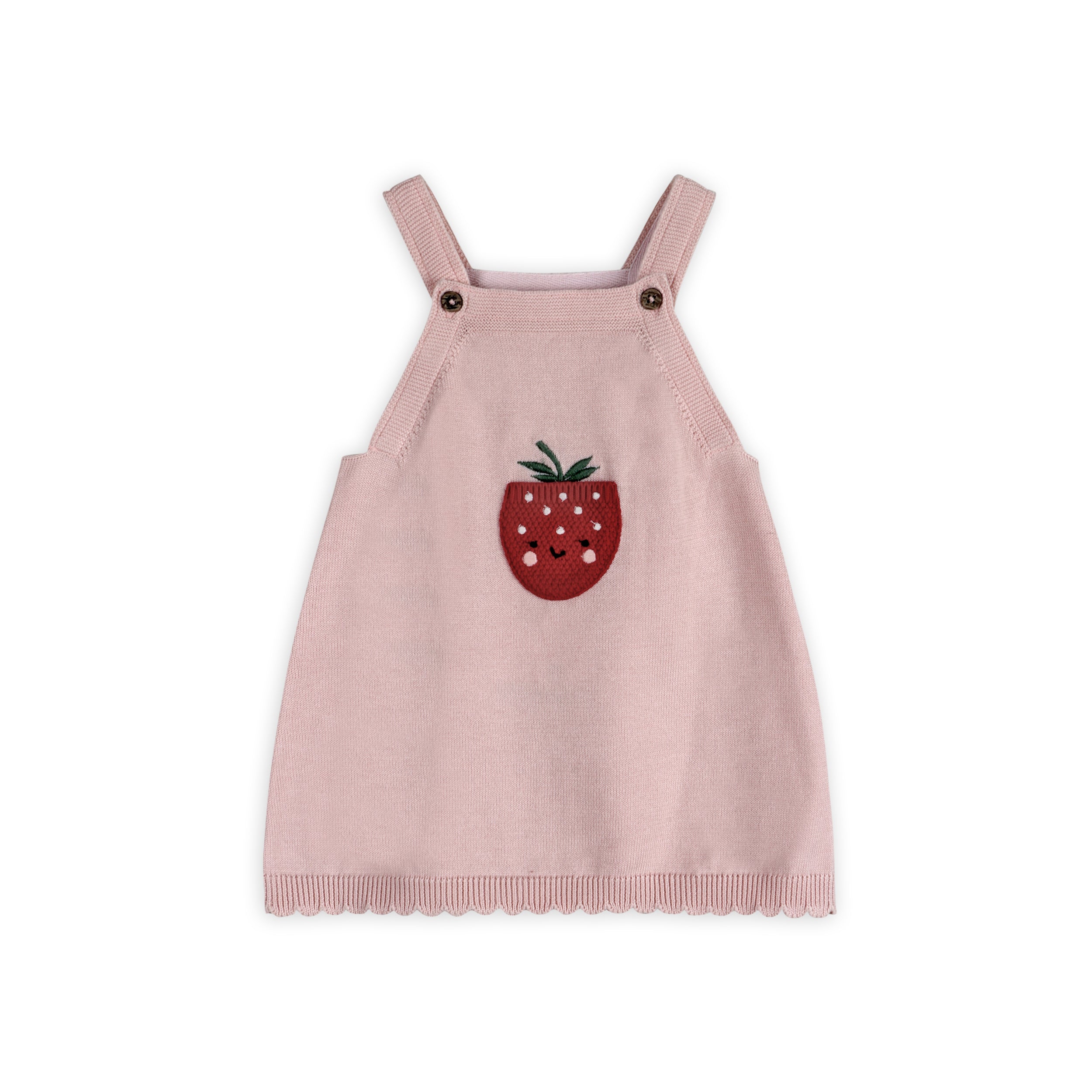Strawberry Pocket Baby Knit Tunic Dress Front (Organic Cotton)