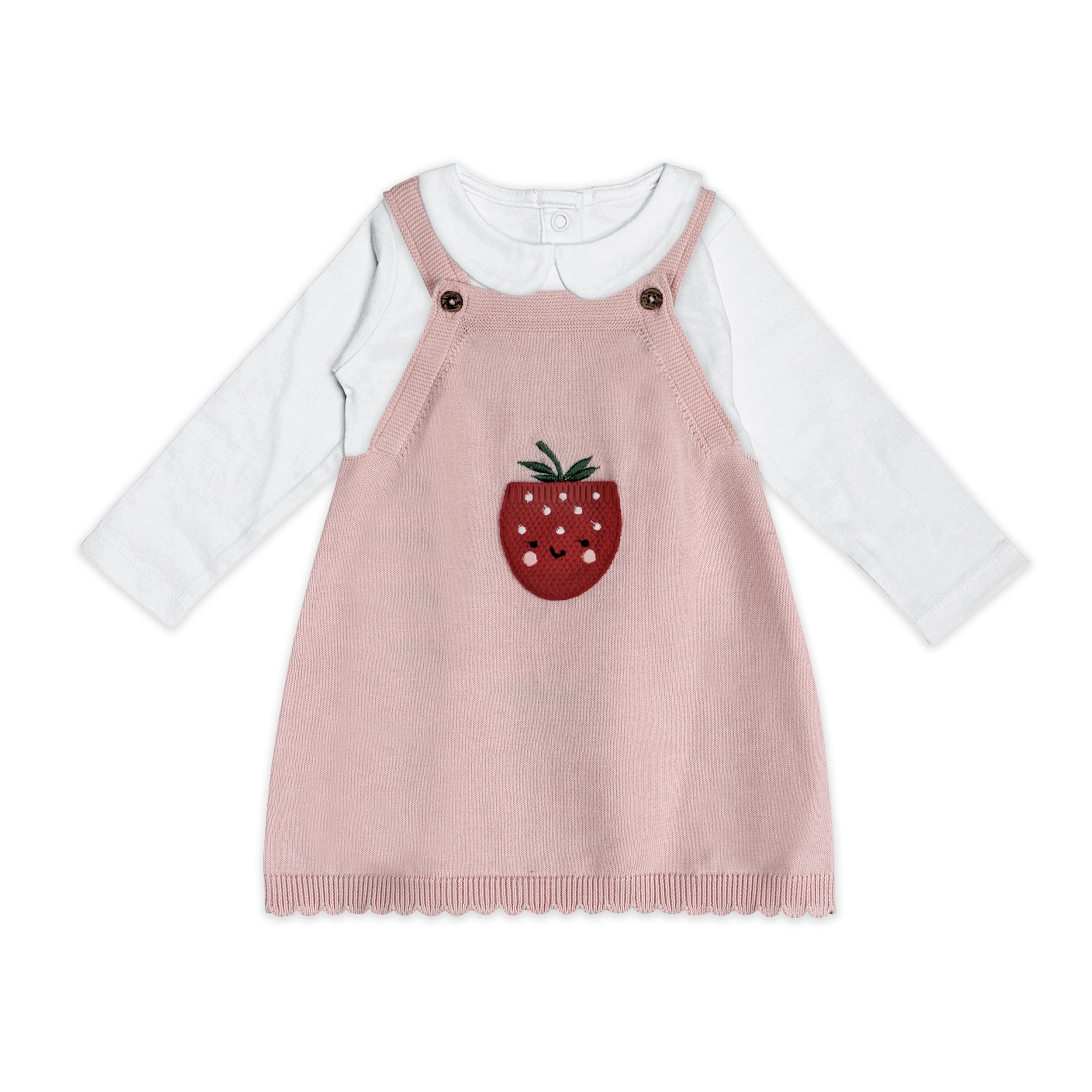 Strawberry Pocket Baby Knit Tunic Dress Set (Organic Cotton)