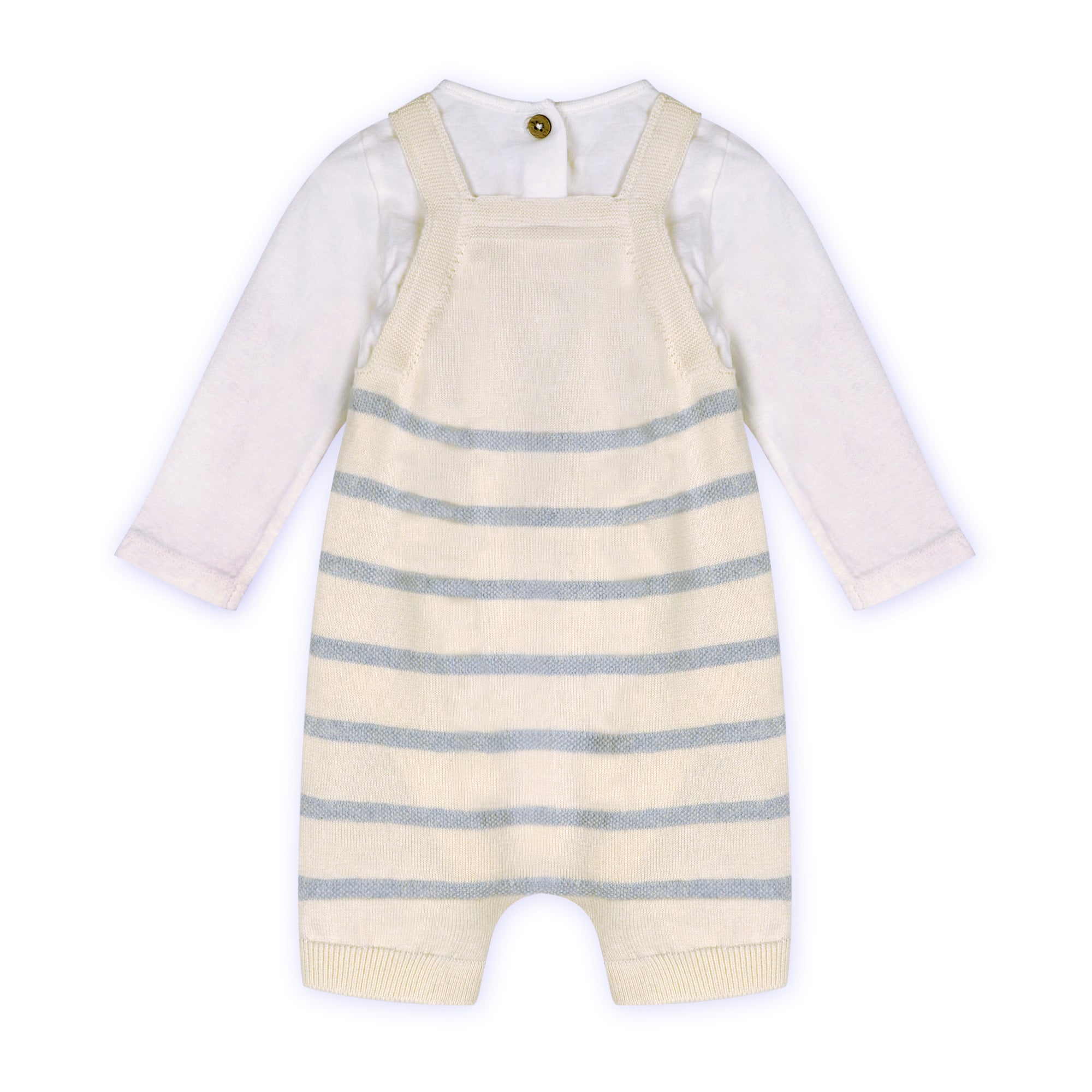 Sailboat Stripe Baby Knit Shortall Back (Organic Cotton)