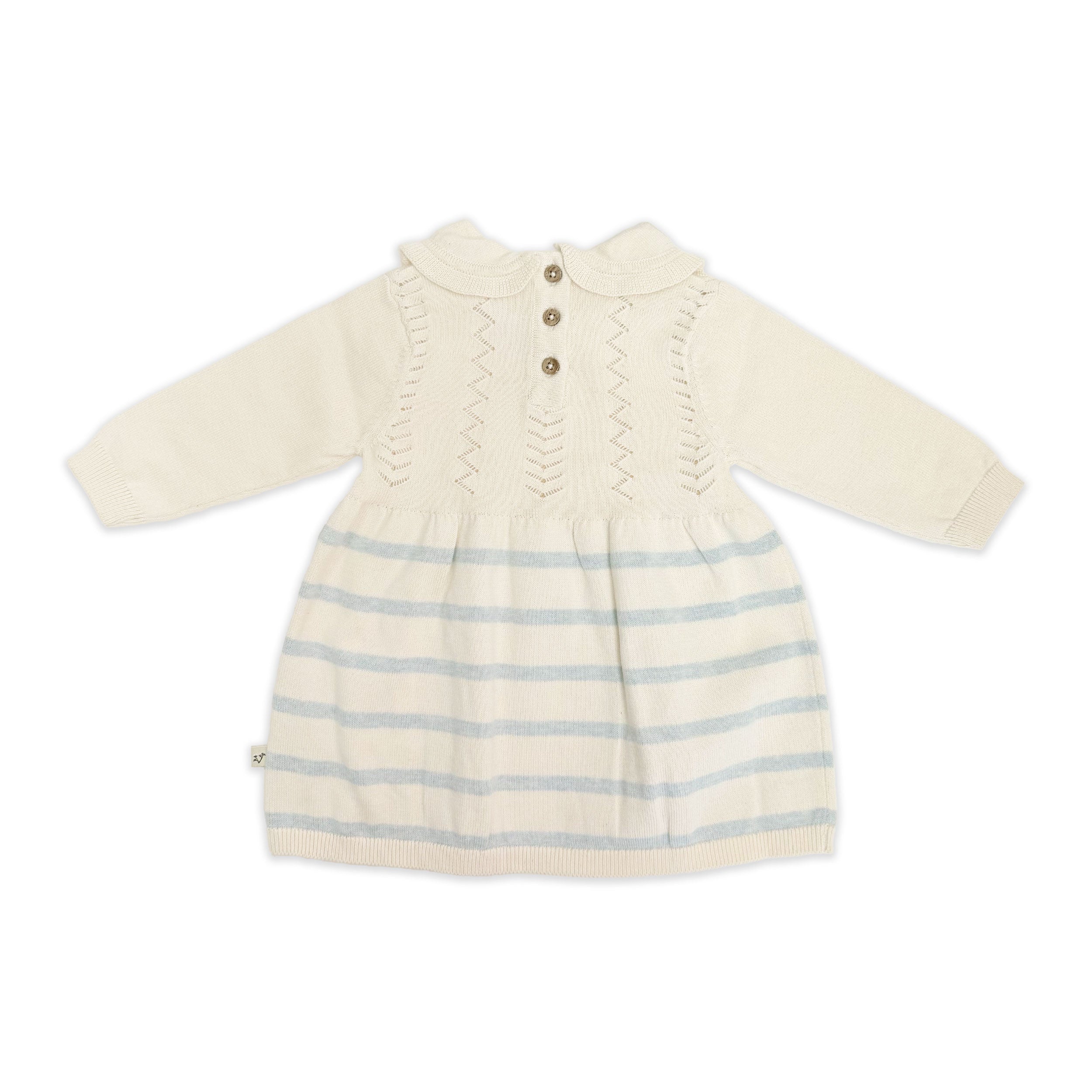 Isla Sailor Stripe Baby Sweater Knit Dress Back (Organic Cotton)