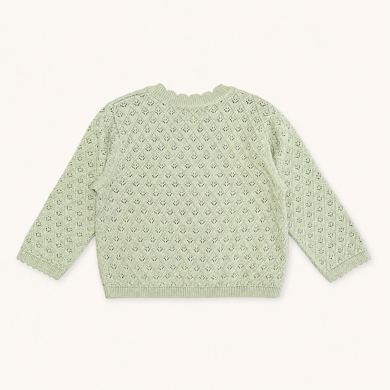 Mae Floral Pointelle Baby Sweater Knit Cardigan - back (Organic Cotton)