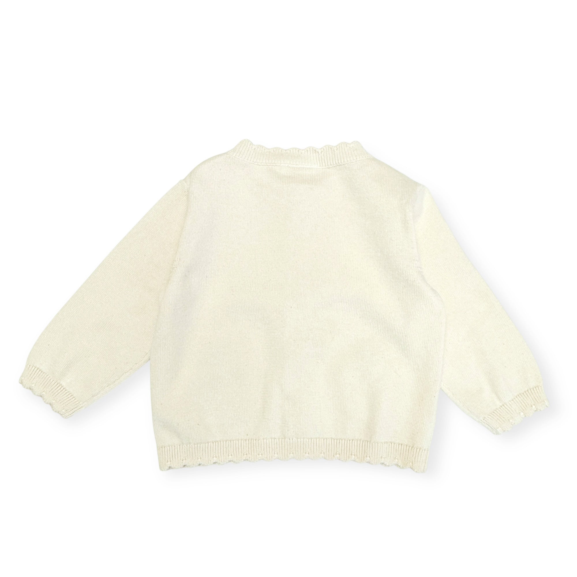 Strawberry Embroidered Pocket Baby Cardigan Back (Organic Cotton)