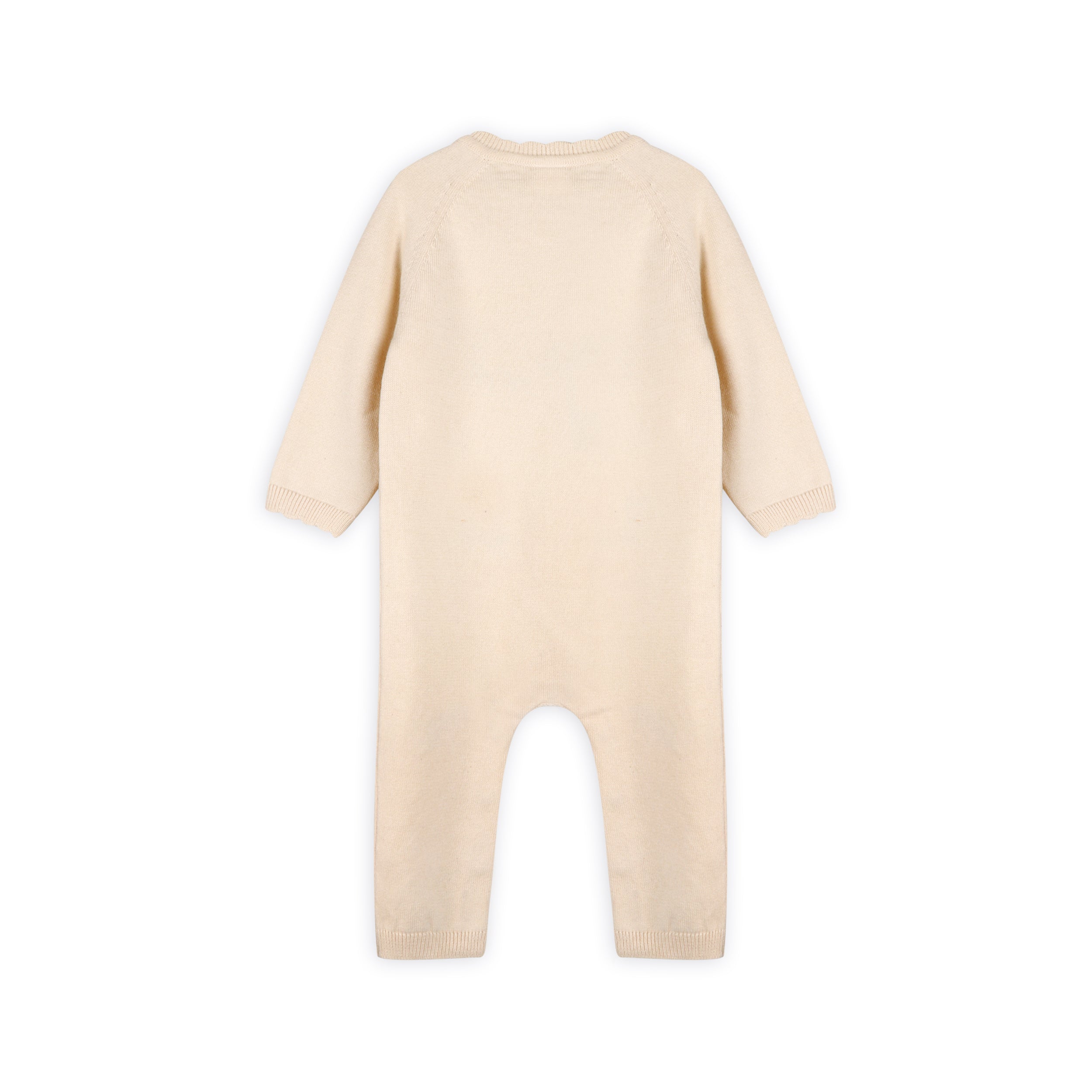 Bird & Floral Embroidered Baby Knit Jumpsuit Back (Organic Cotton)