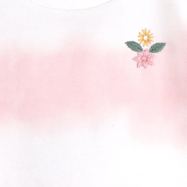 Blush Bloom Tie Dye Cozy Baby Tee Detail (Organic Jersey)