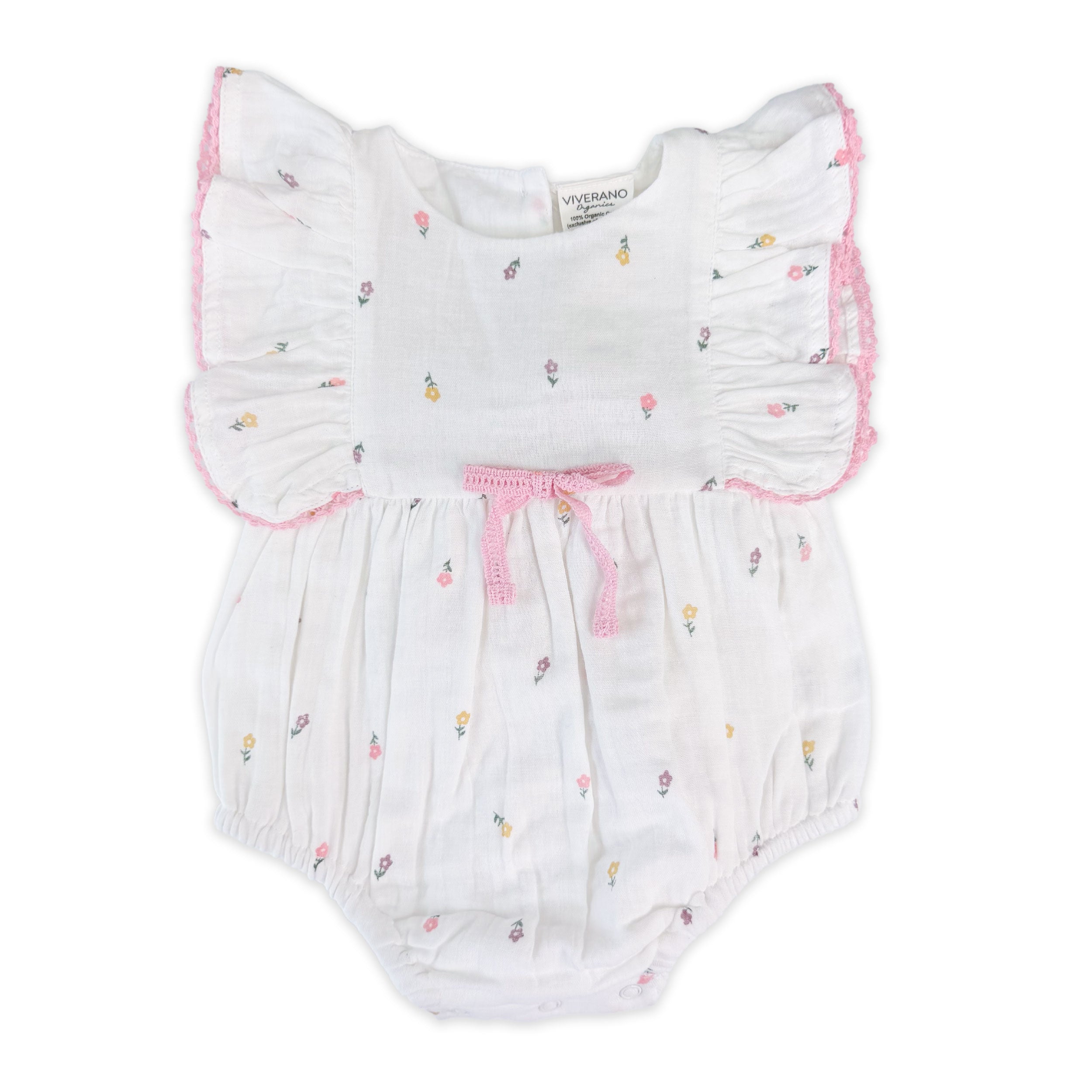 Margot Flower Baby Romper Front (Organic)