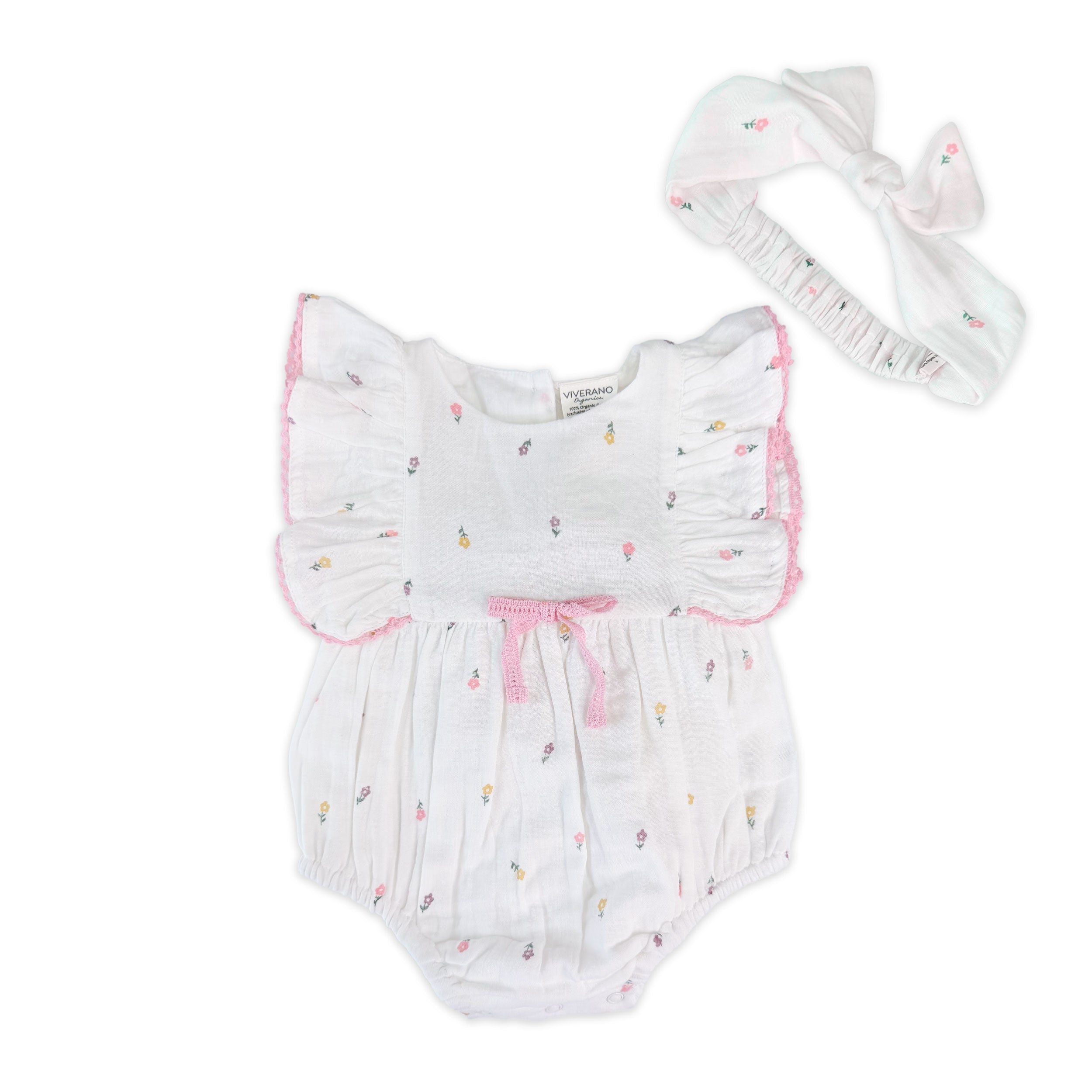 Margot Flower Baby Romper + Headband (Organic)