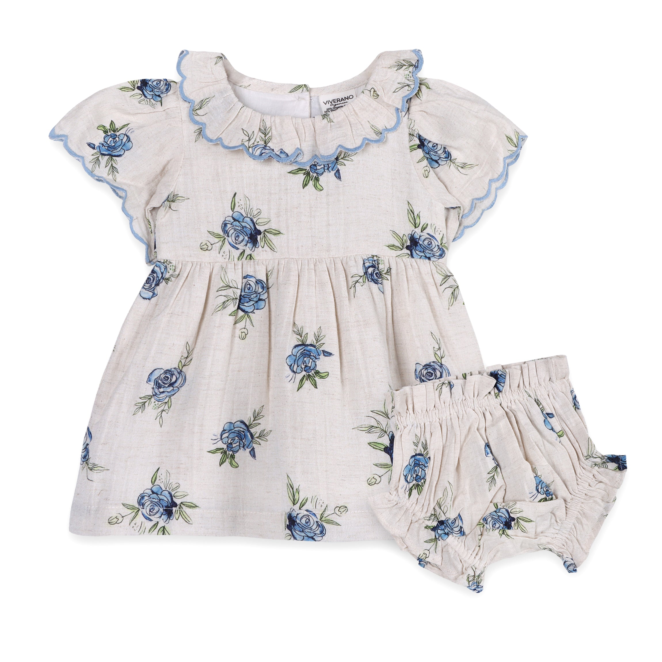 Katarina Floral Baby Dress + Bloomer (Linen Blend)