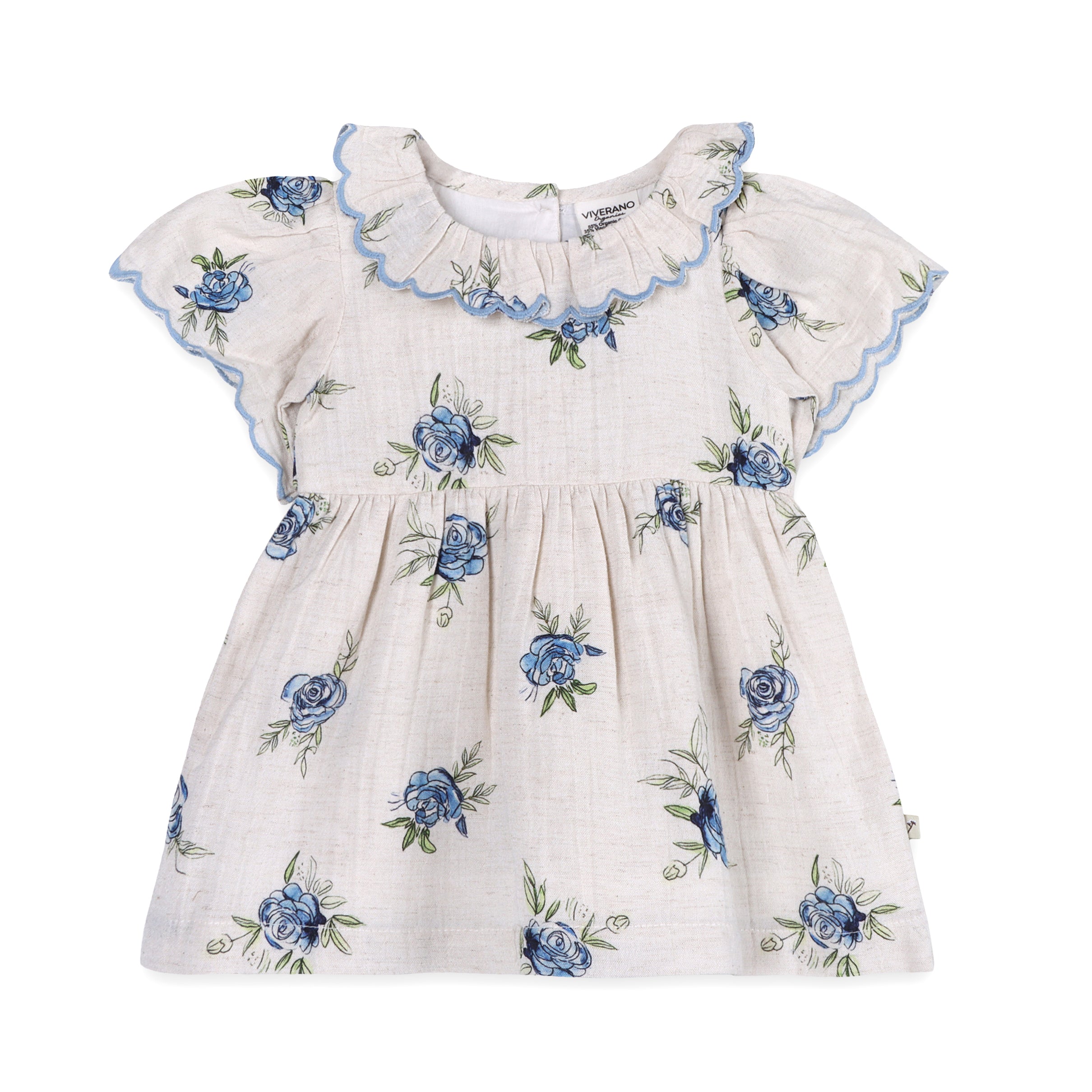 Katarina Floral Baby Dress Front (Linen Blend)