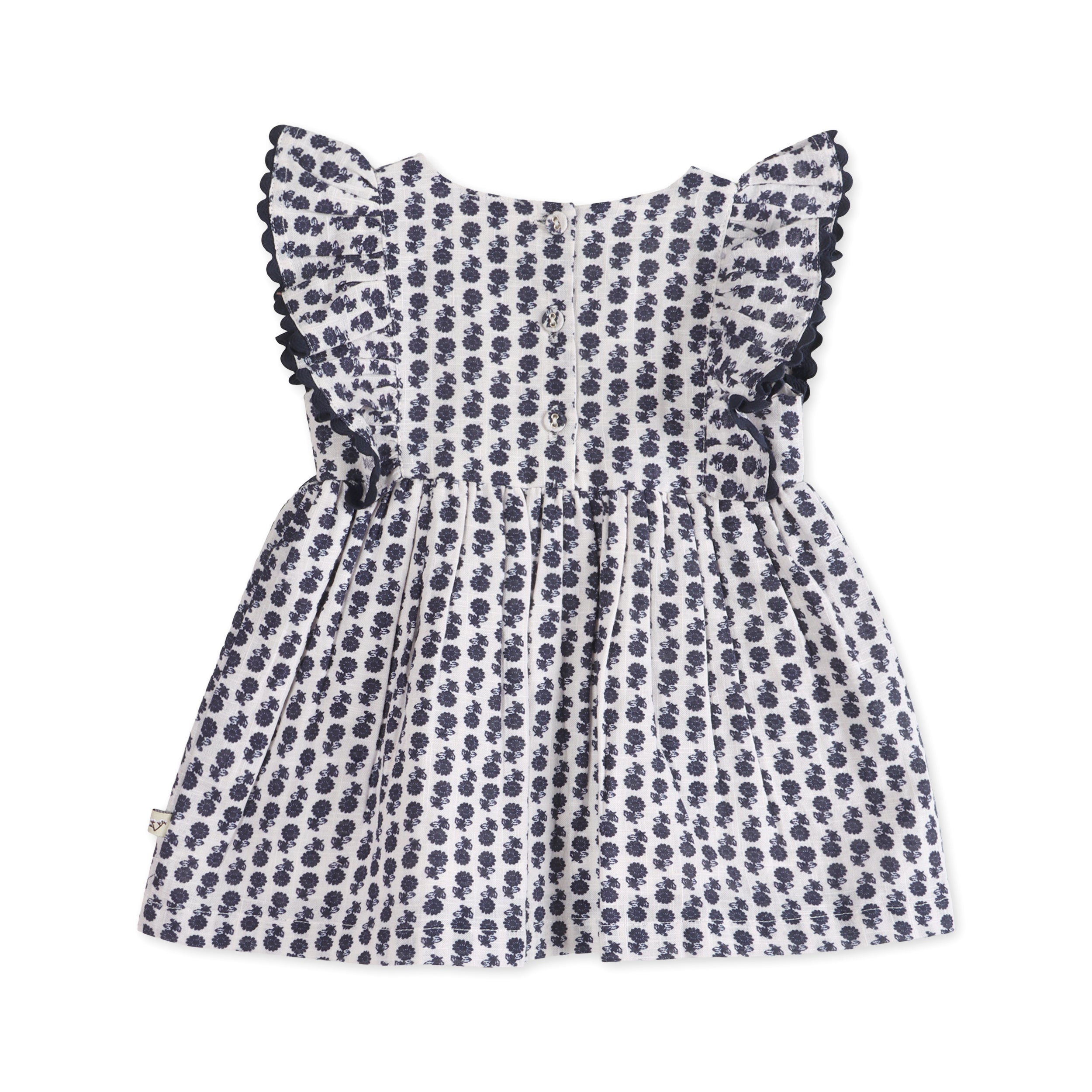 Jamie Blue Floral Baby Dress Back (Organic)