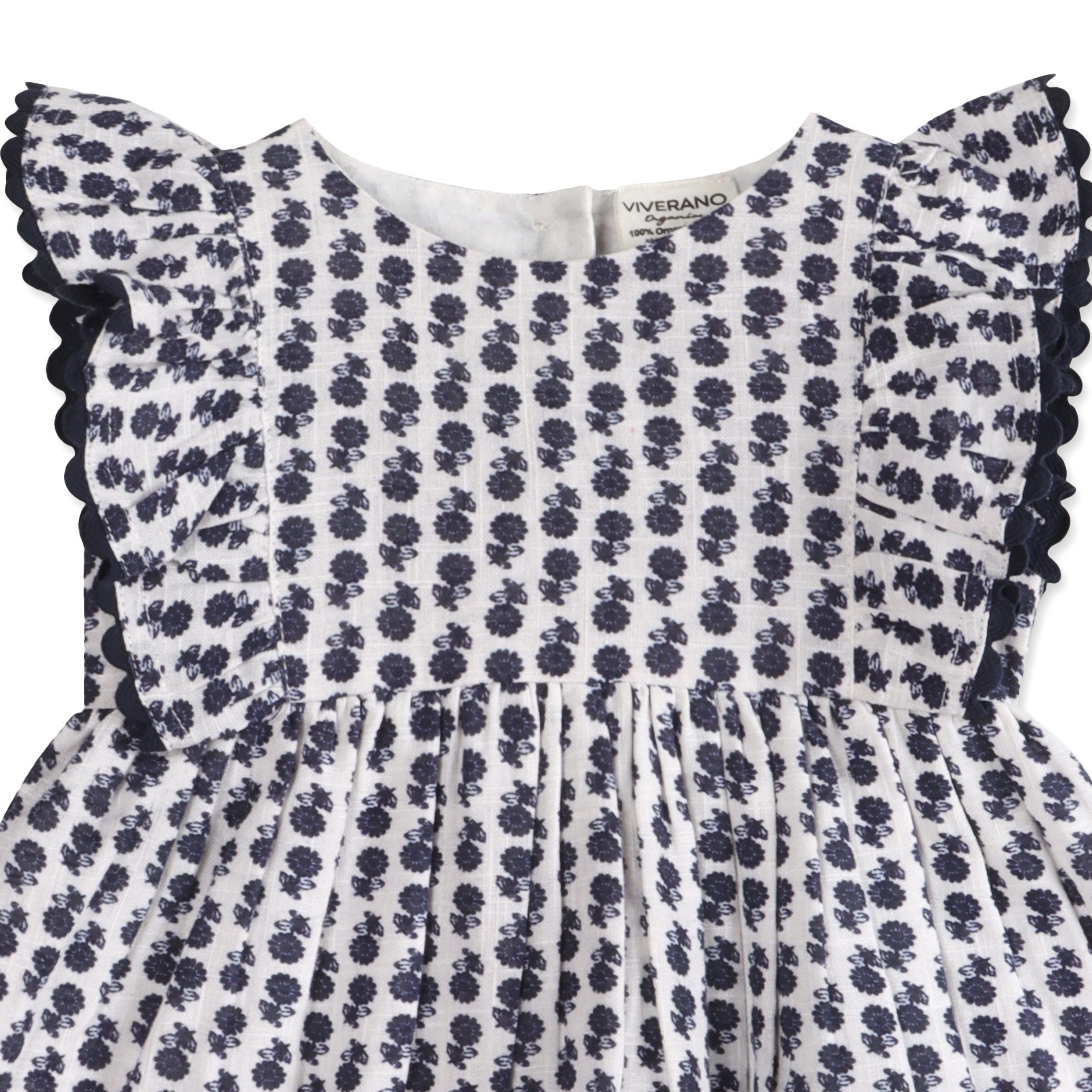 Jamie Blue Floral Baby Dress Detail (Organic)