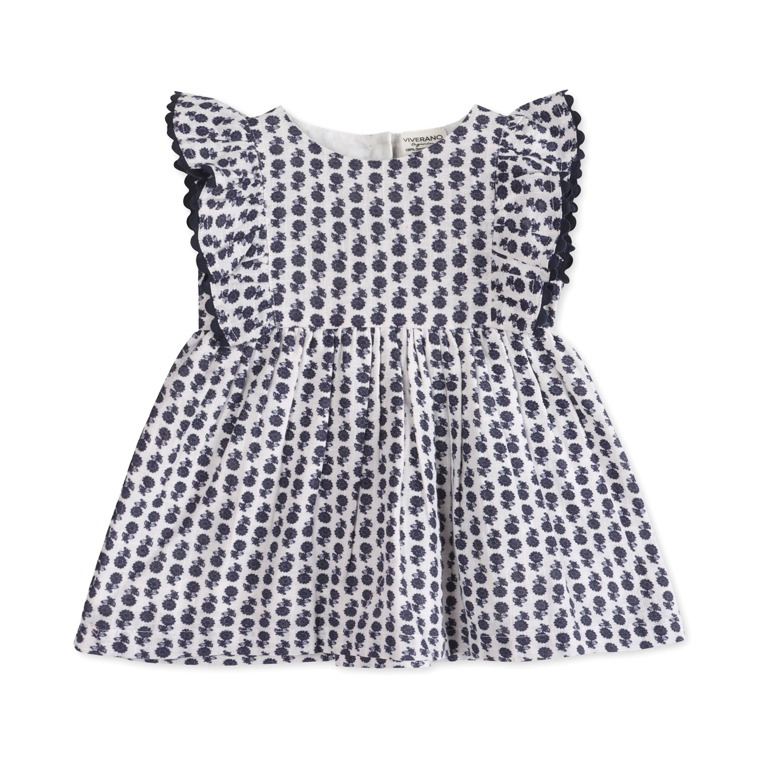 Jamie Blue Floral Baby Dress Front (Organic)